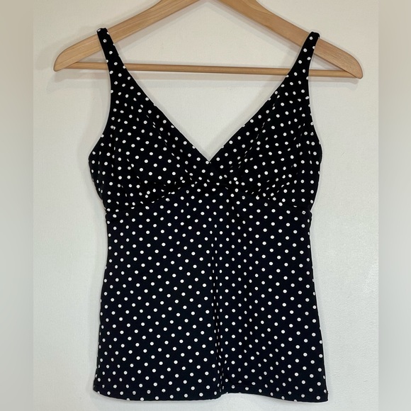 Garnet Hill black and white dots swim top. - Picture 3 of 6